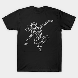 Contemporary Female dancer White Line art T-Shirt